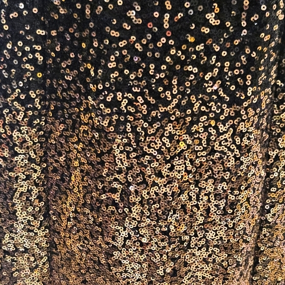 IRIS Black & Gold Ombre Sequin Cocktail Strappy Mini Dress,Medium - Picture 4 of 16